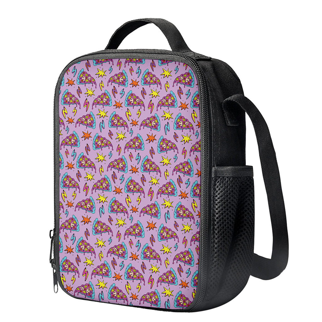 Psychedelic Pizza Pattern Print Crossbody Lunch Bag