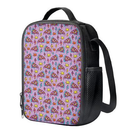 Psychedelic Pizza Pattern Print Crossbody Lunch Bag
