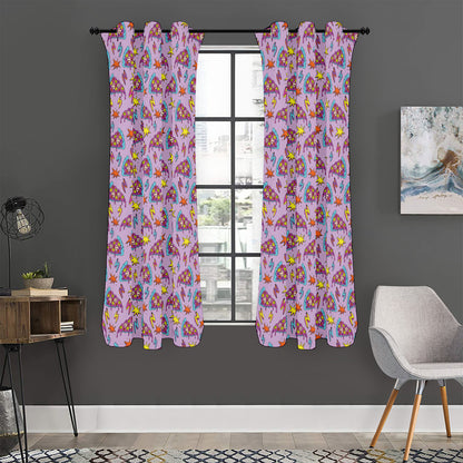 Psychedelic Pizza Pattern Print Curtain