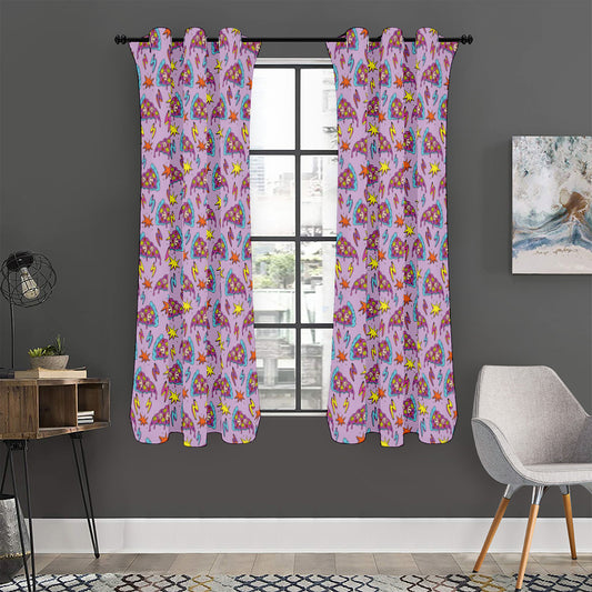 Psychedelic Pizza Pattern Print Curtain