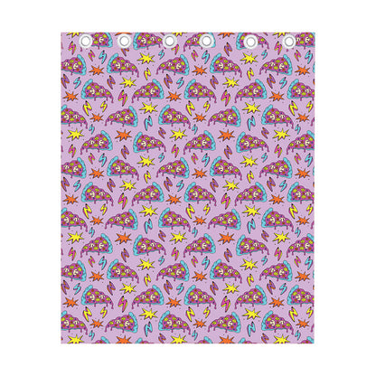 Psychedelic Pizza Pattern Print Curtain