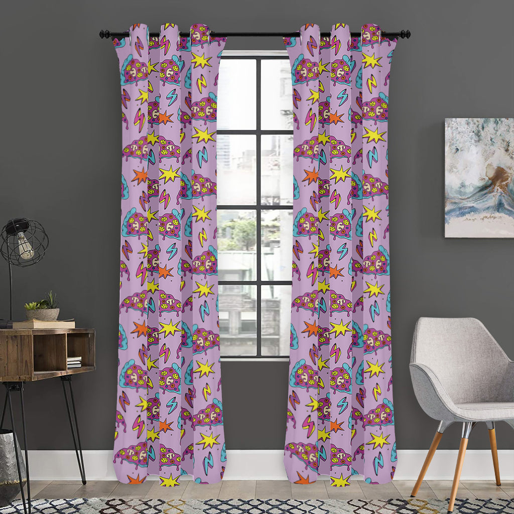 Psychedelic Pizza Pattern Print Curtain