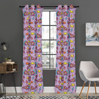 Psychedelic Pizza Pattern Print Curtain