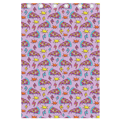 Psychedelic Pizza Pattern Print Curtain