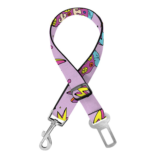 Psychedelic Pizza Pattern Print Dog Seat Belt