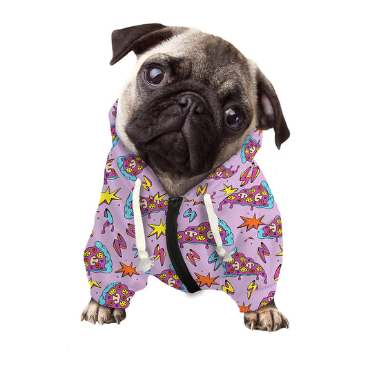 Psychedelic Pizza Pattern Print Dog Zip Up Hoodie