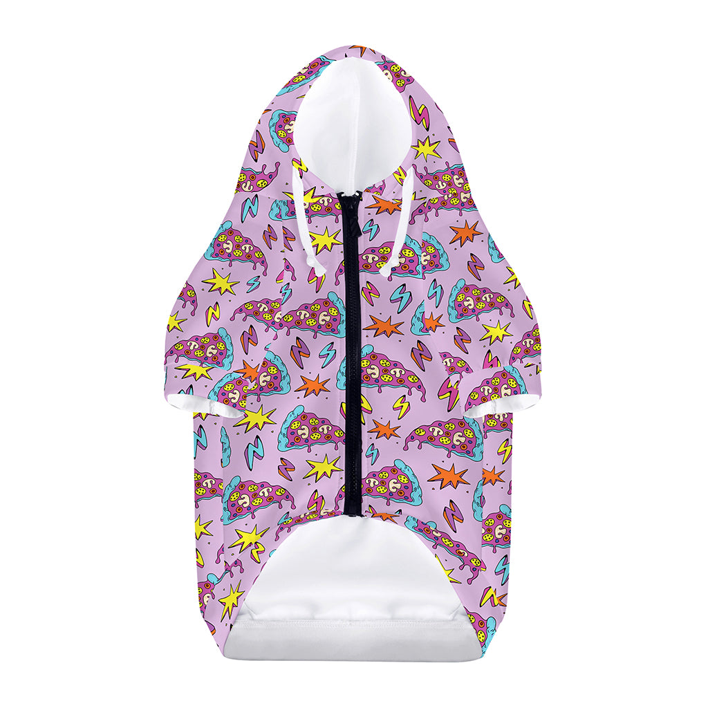 Psychedelic Pizza Pattern Print Dog Zip Up Hoodie