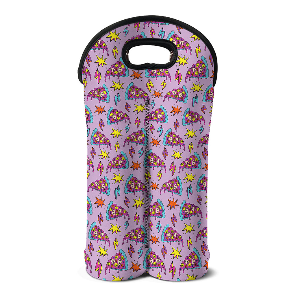 Psychedelic Pizza Pattern Print Double Neoprene Wine Tote