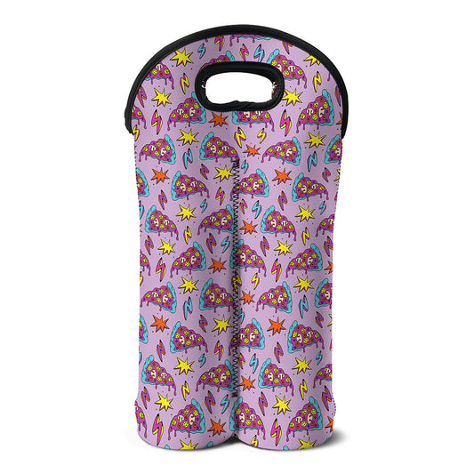Psychedelic Pizza Pattern Print Double Neoprene Wine Tote
