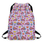 Psychedelic Pizza Pattern Print Drawstring Backpack