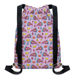 Psychedelic Pizza Pattern Print Drawstring Backpack