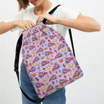 Psychedelic Pizza Pattern Print Drawstring Backpack