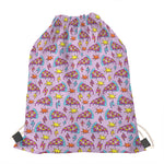 Psychedelic Pizza Pattern Print Drawstring Bag