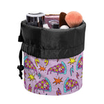 Psychedelic Pizza Pattern Print Drawstring Makeup Bag