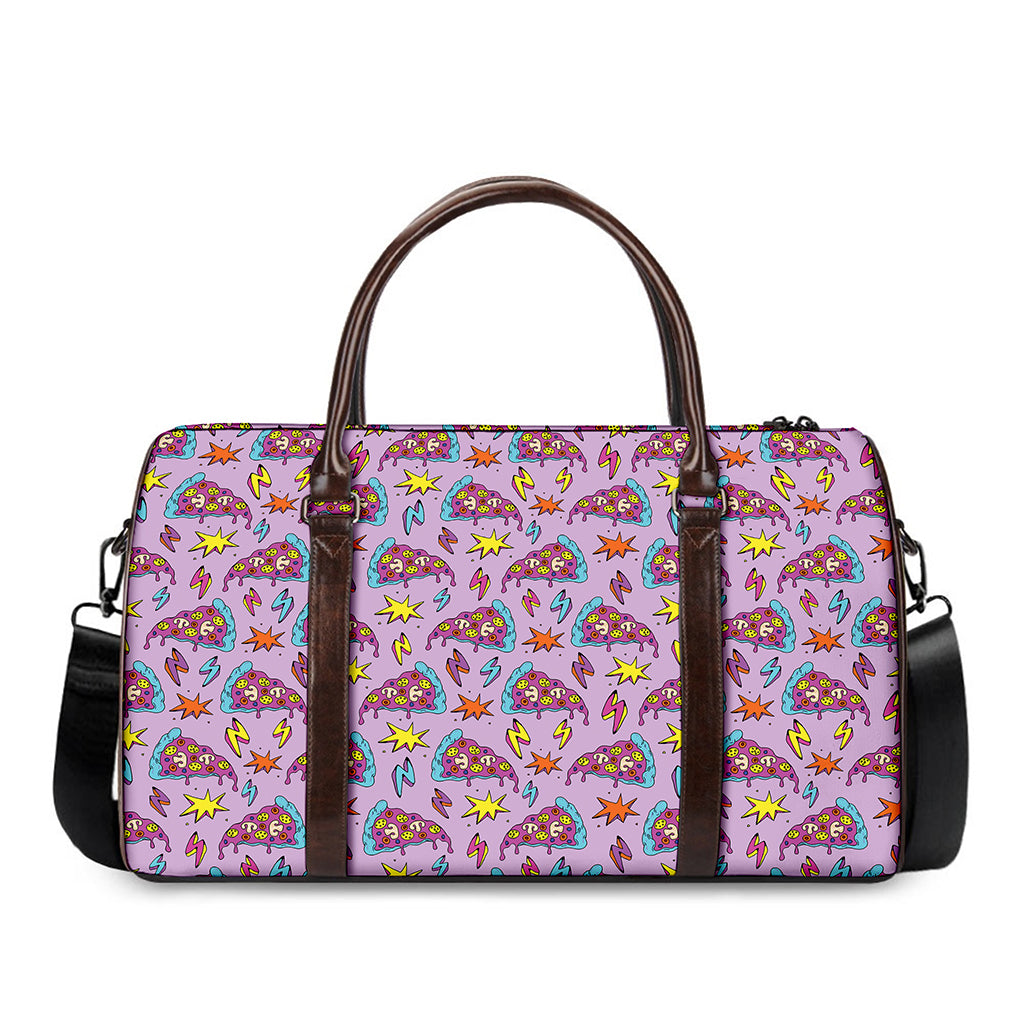Psychedelic Pizza Pattern Print Duffle Bag