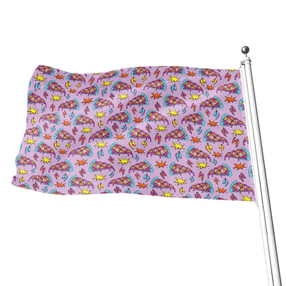 Psychedelic Pizza Pattern Print Flag