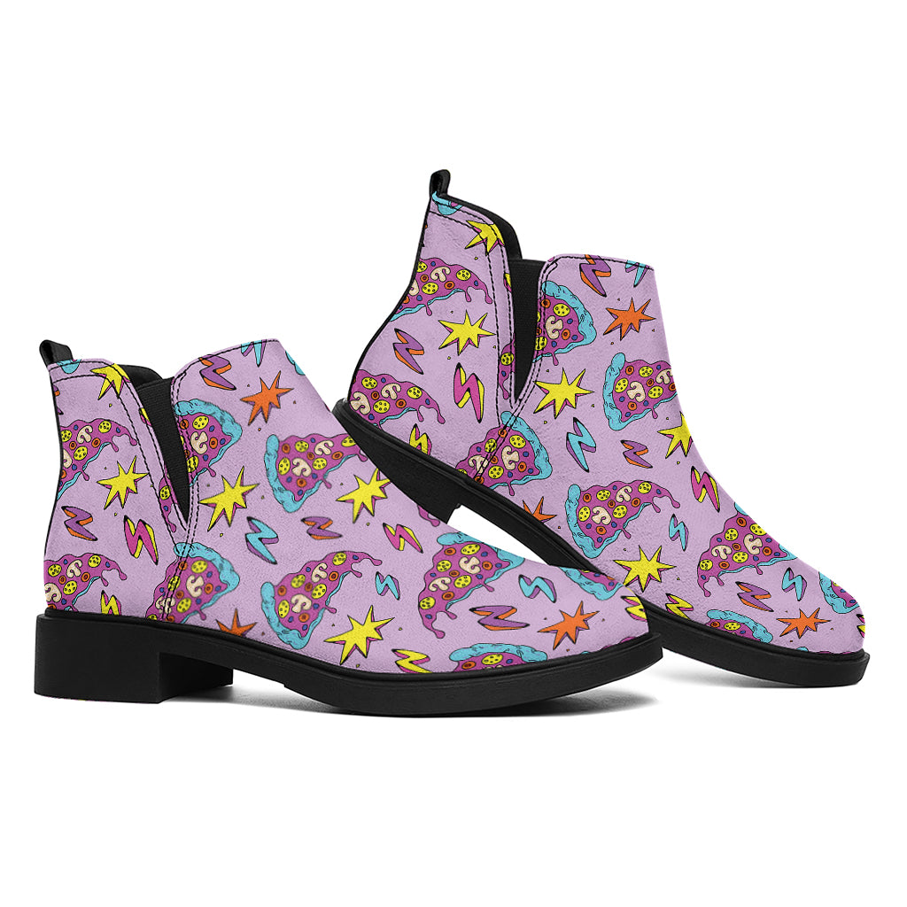 Psychedelic Pizza Pattern Print Flat Ankle Boots