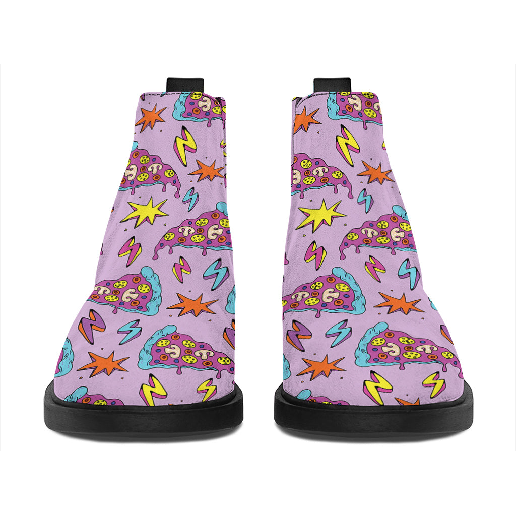 Psychedelic Pizza Pattern Print Flat Ankle Boots