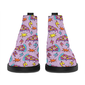 Psychedelic Pizza Pattern Print Flat Ankle Boots