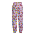 Psychedelic Pizza Pattern Print Fleece Lined Knit Pants