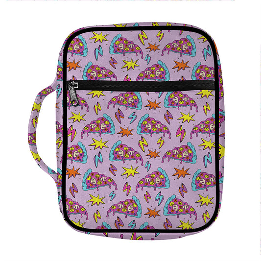 Psychedelic Pizza Pattern Print Front Pocket Bible Bag
