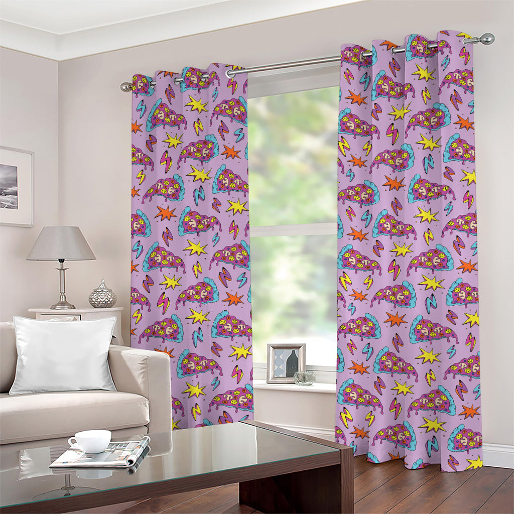 Psychedelic Pizza Pattern Print Grommet Curtains