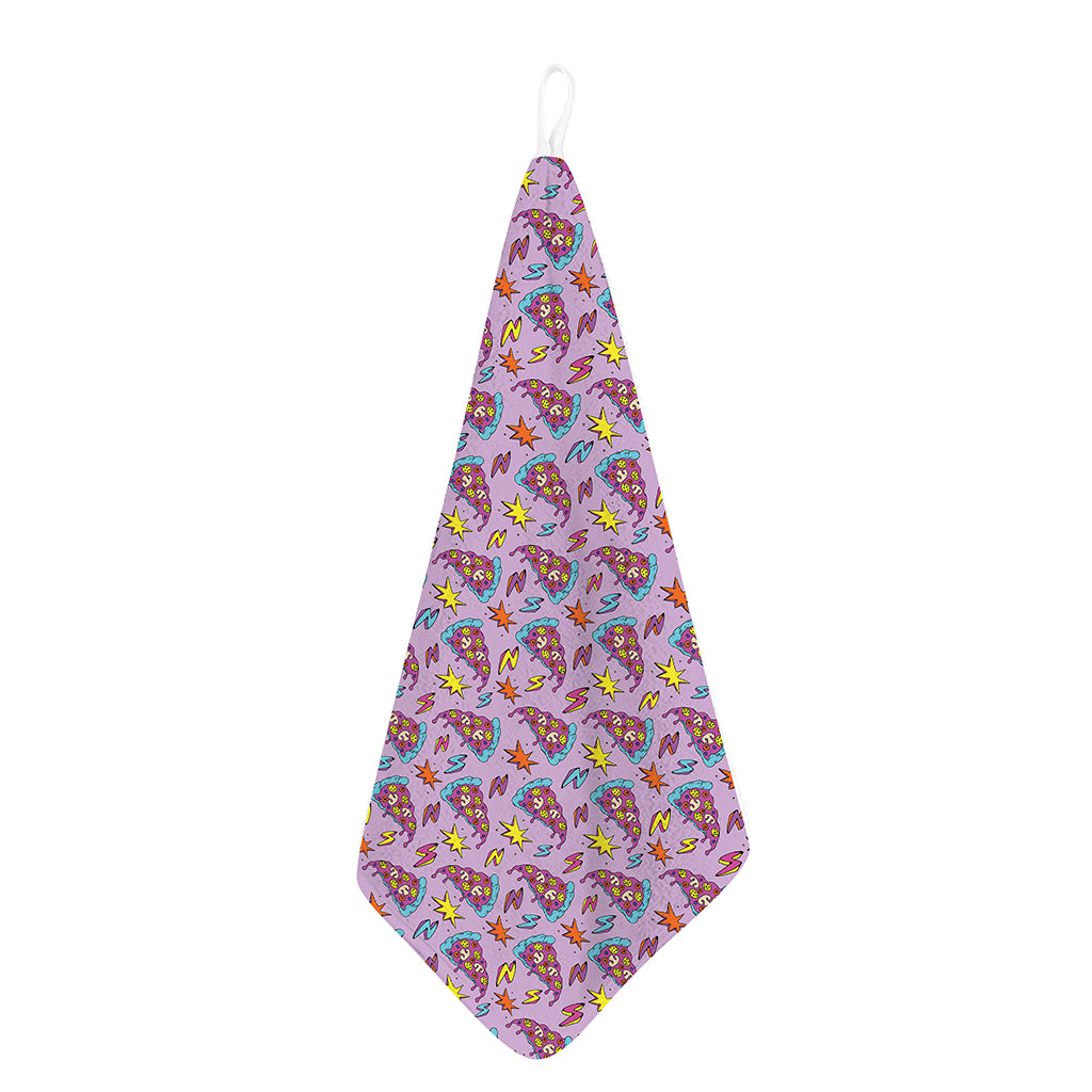 Psychedelic Pizza Pattern Print Hand Towel