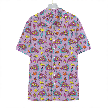Psychedelic Pizza Pattern Print Hawaiian Shirt