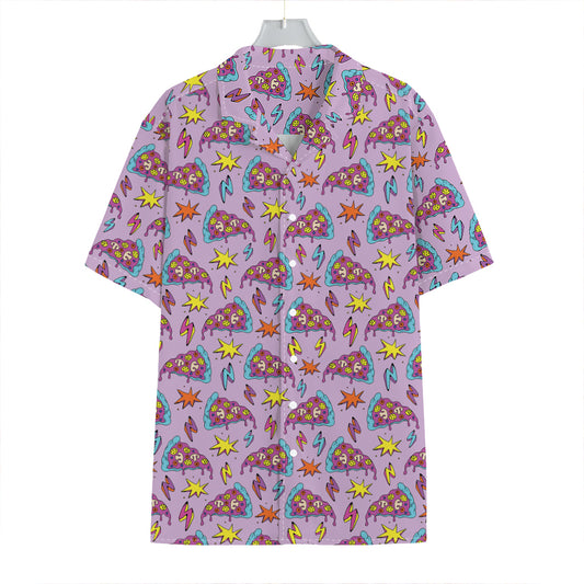 Psychedelic Pizza Pattern Print Hawaiian Shirt