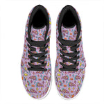 Psychedelic Pizza Pattern Print High Top Leather Sneakers
