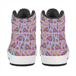 Psychedelic Pizza Pattern Print High Top Leather Sneakers