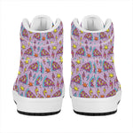 Psychedelic Pizza Pattern Print High Top Leather Sneakers