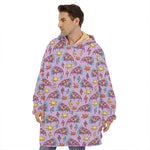 Psychedelic Pizza Pattern Print Hoodie Blanket