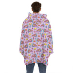 Psychedelic Pizza Pattern Print Hoodie Blanket