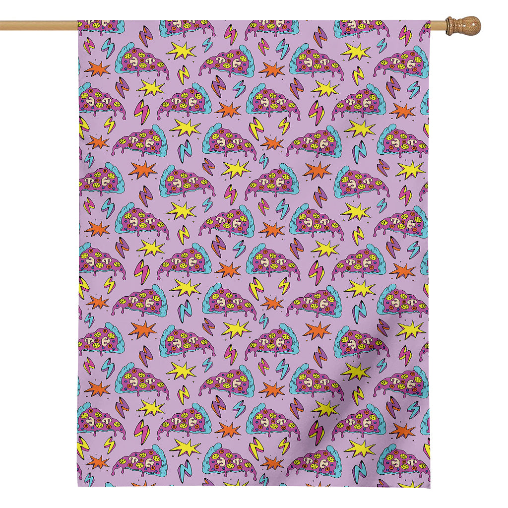Psychedelic Pizza Pattern Print House Flag