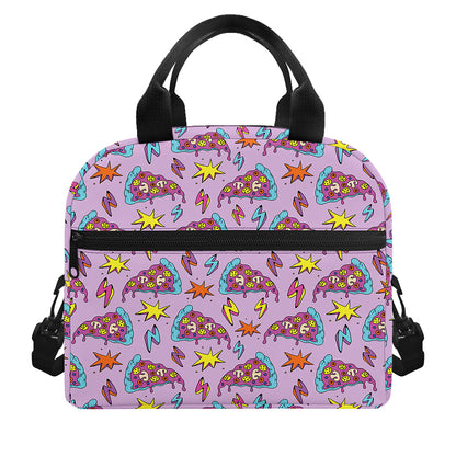Psychedelic Pizza Pattern Print Insulated Lunch Bag