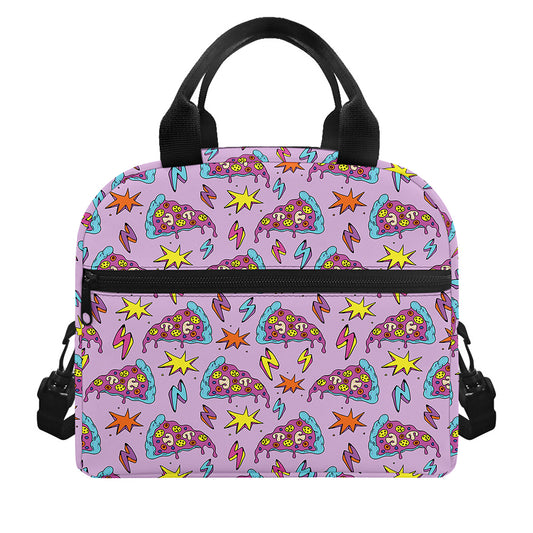 Psychedelic Pizza Pattern Print Insulated Lunch Bag