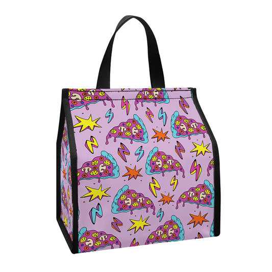 Psychedelic Pizza Pattern Print Insulated Lunch Tote