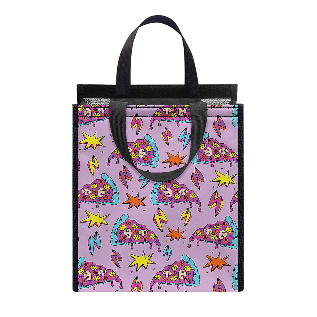 Psychedelic Pizza Pattern Print Insulated Lunch Tote