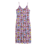 Psychedelic Pizza Pattern Print Jersey Midi Cami Dress