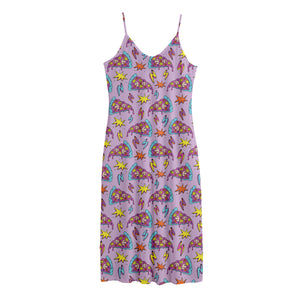 Psychedelic Pizza Pattern Print Jersey Midi Cami Dress