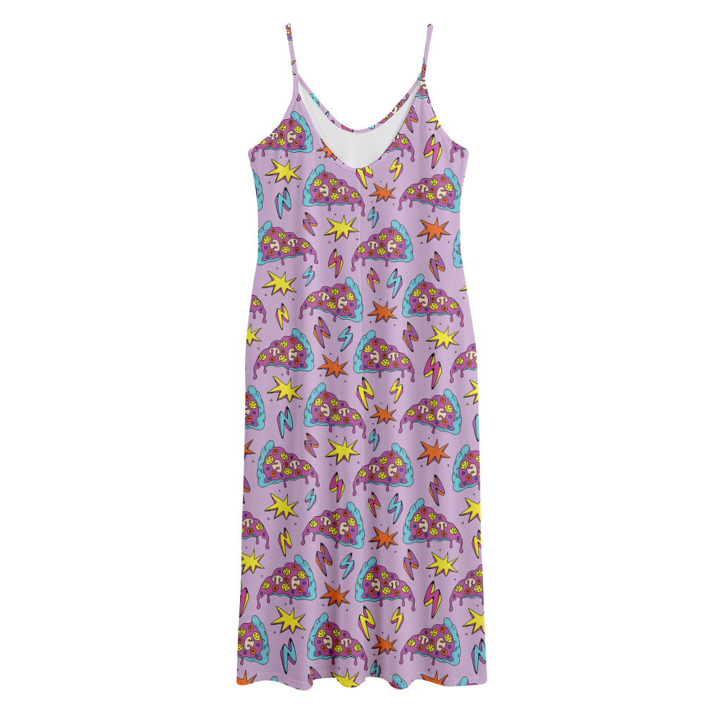 Psychedelic Pizza Pattern Print Jersey Midi Cami Dress