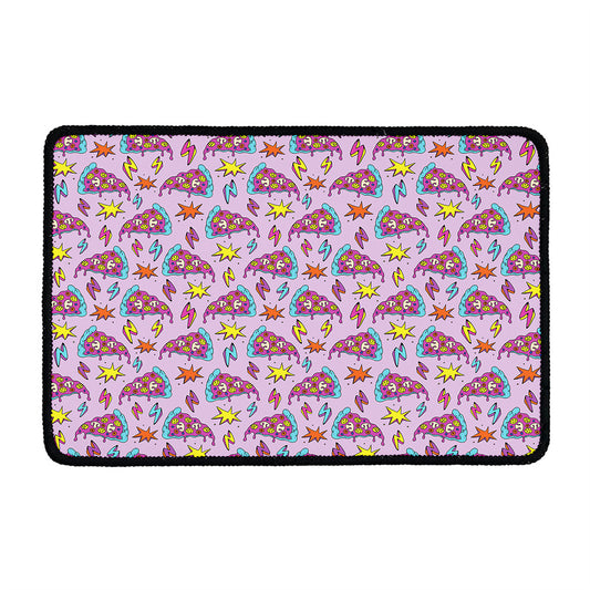 Psychedelic Pizza Pattern Print Kitchen Mat