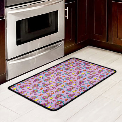 Psychedelic Pizza Pattern Print Kitchen Mat