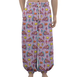 Psychedelic Pizza Pattern Print Lantern Pants