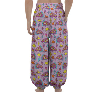 Psychedelic Pizza Pattern Print Lantern Pants