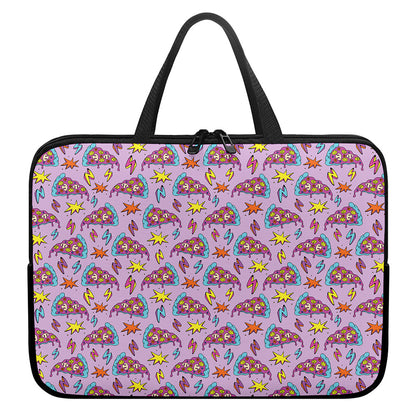 Psychedelic Pizza Pattern Print Laptop Sleeve With Handle