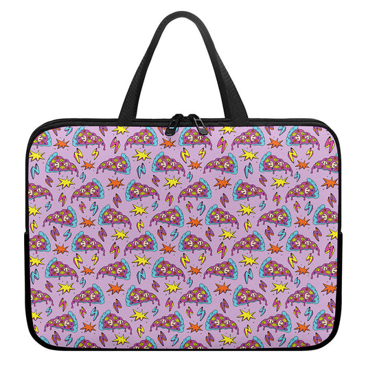 Psychedelic Pizza Pattern Print Laptop Sleeve With Handle