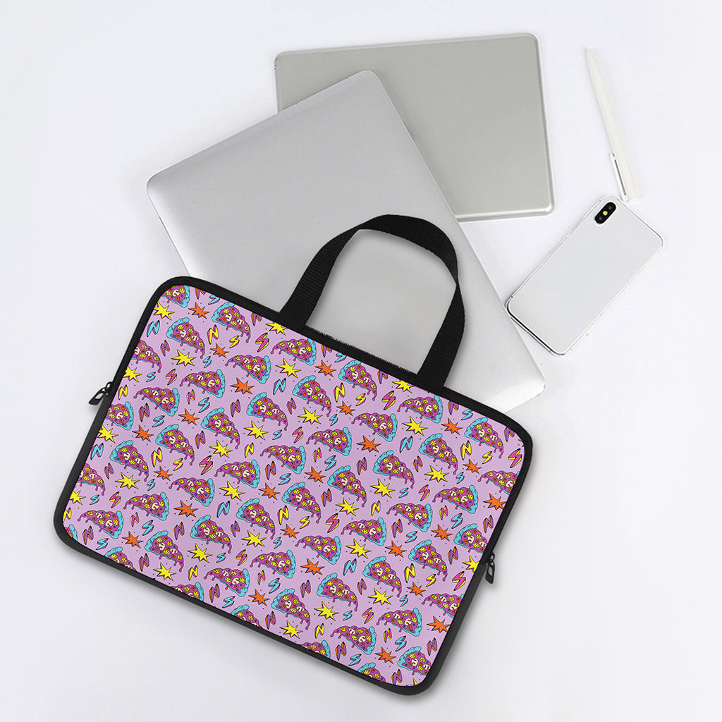 Psychedelic Pizza Pattern Print Laptop Sleeve With Handle