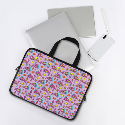 Psychedelic Pizza Pattern Print Laptop Sleeve With Handle